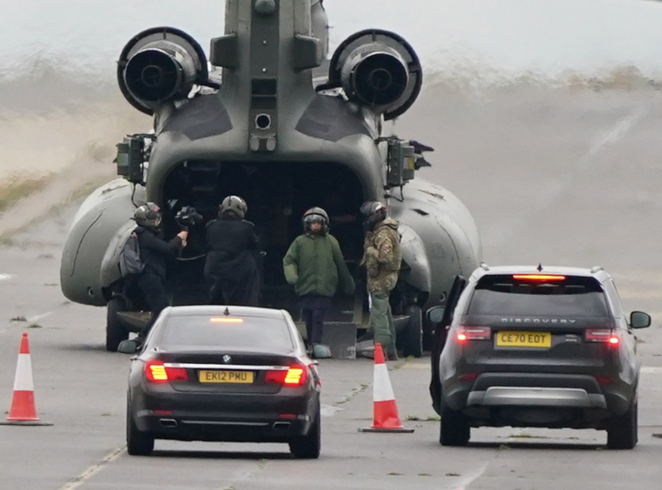 The Chinook chopper on the ground in Kent