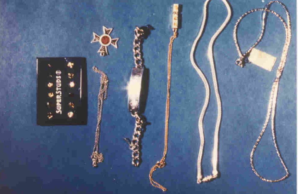 Police found necklaces, bracelets and other jewellery belonging to victims