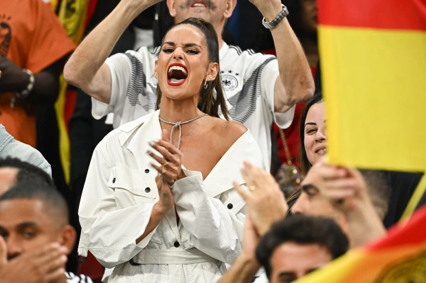 Izabel Goulart cheered on the Germany team on Sunday evening Credit: Splash