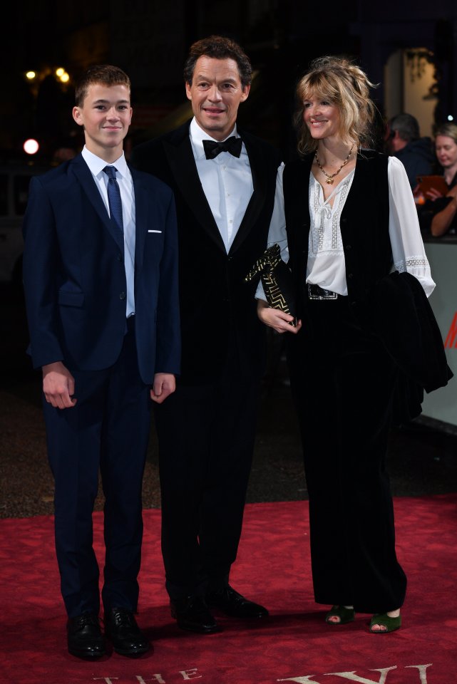 Dominic West arrived with wife Catherine FitzGerald and their son Senan