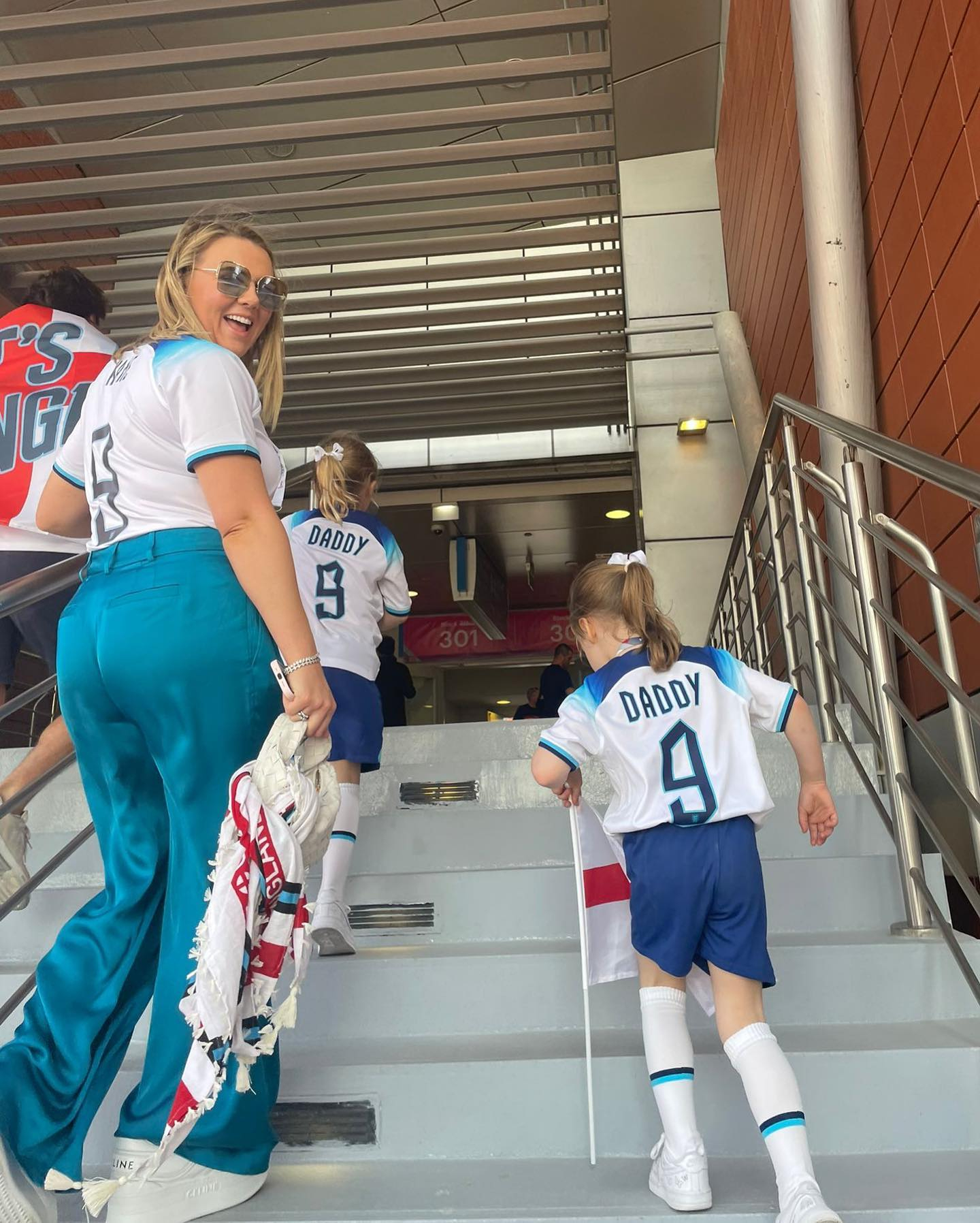 Harry Kane's wife Kate takes their kids to watch him in action