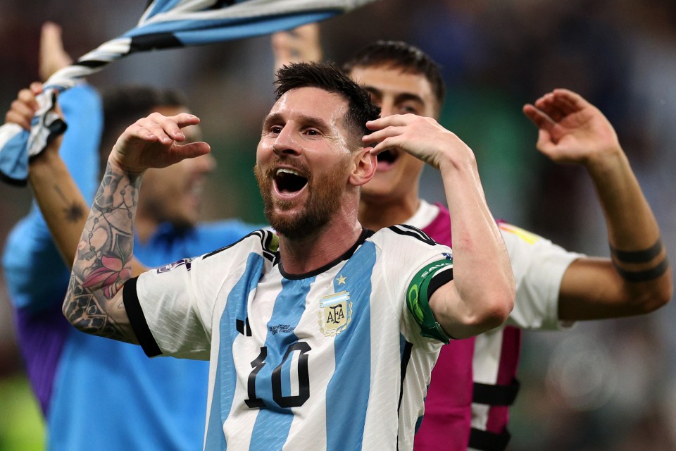 Lionel Messi celebrates Argentina's 2-0 win over Mexico