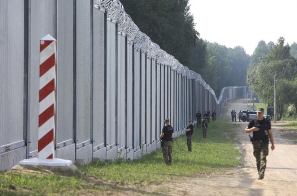 Poland has also built an 18ft steel wall along the border with Belarus