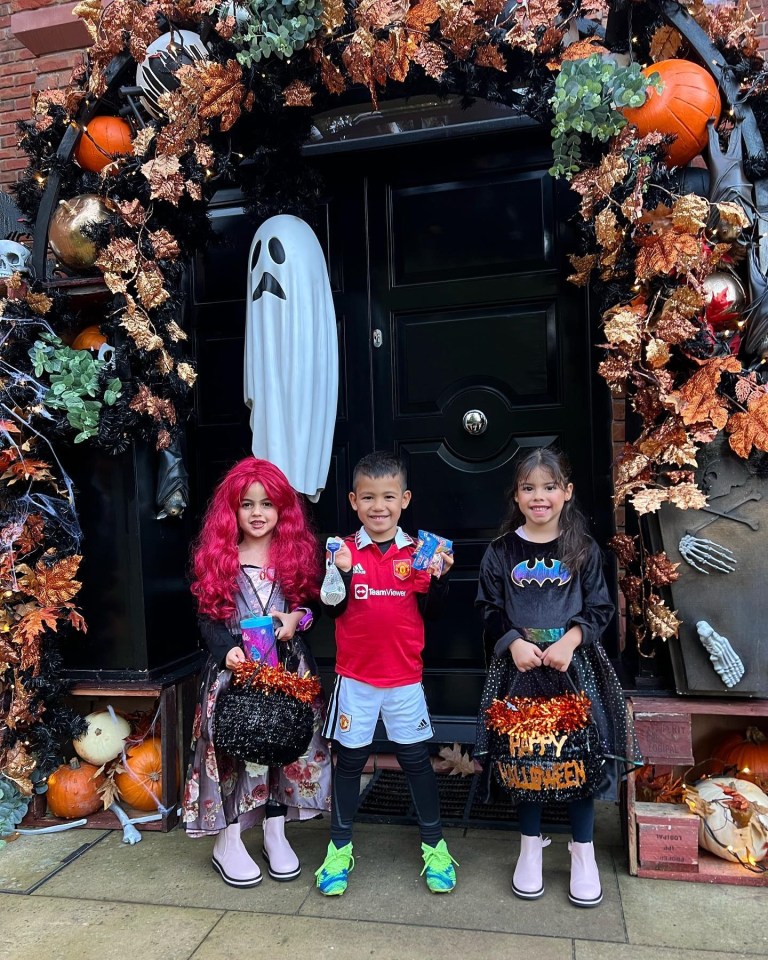 Twins Eva and Mateo dressed up for Halloween alongside youngster sister Alana Martina