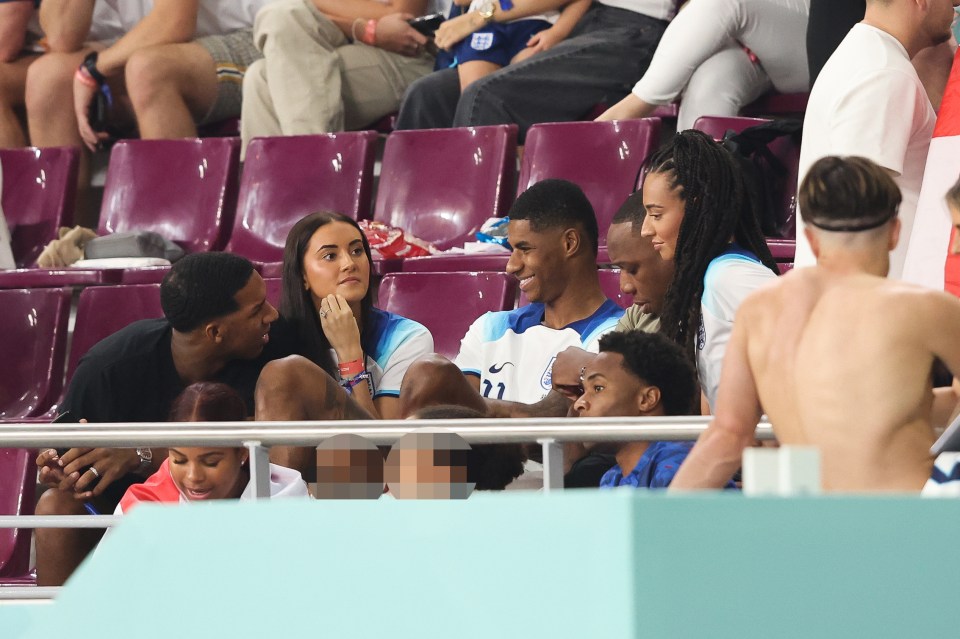 Marcus Rashford celebrates his goalscoring return to the England set up alongside girlfriend Lucia Loi