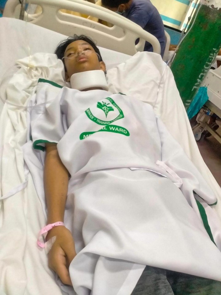 Mark Fajardo, 13, is recovering in hospital after having a lung removed