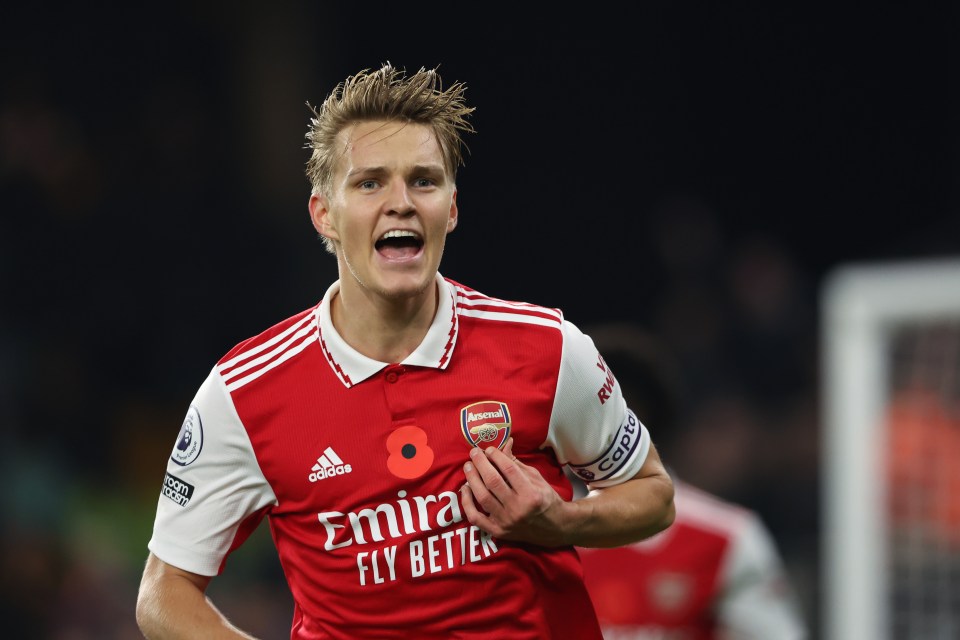 Martin Odegaard celebrates after breaking the deadlock