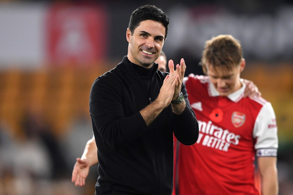 Arsenal boss Mikel Arteta celebrates at full-time