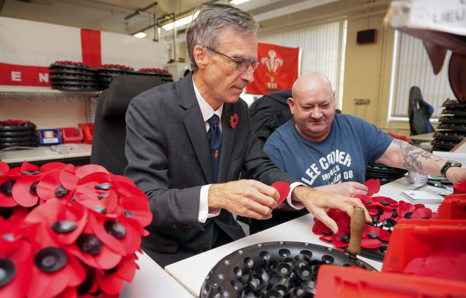 Dr Andrew Murrison said ‘The Government feels very strongly that veterans should have a good deal’ – here at the Poppy factory in Richmond