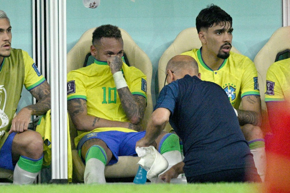 Neymar looked upset as physios attended to his injury