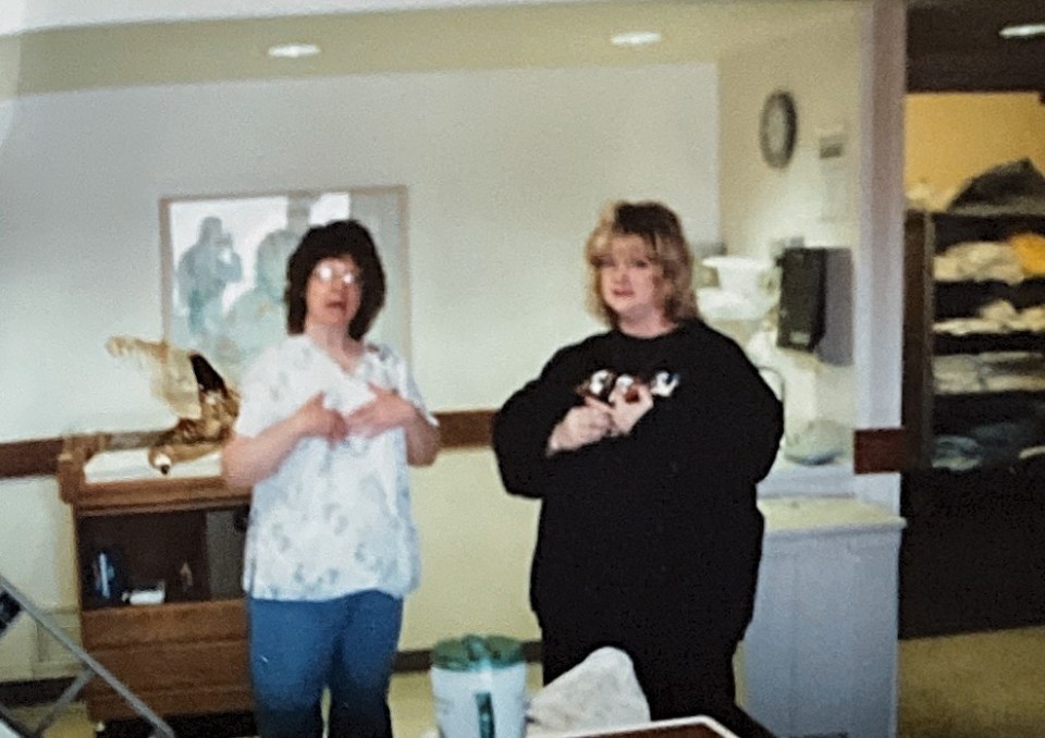 Dawn (left) when she was pregnant with her twins