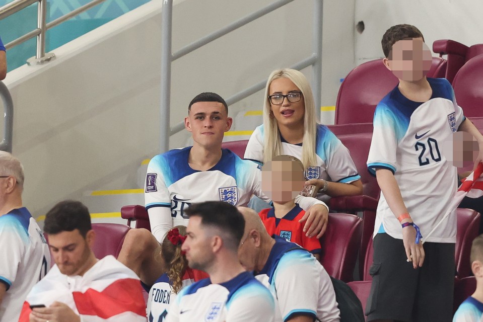 Phil Foden celebrated the win with girlfriend Rebecca Cooke and son Ronnie