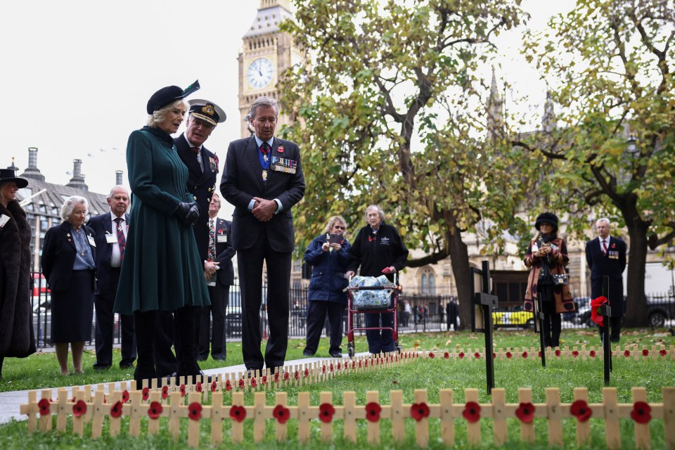 Camilla Queen Consort attends a tribute to Queen Elizabeth II in a Field of Remembrance