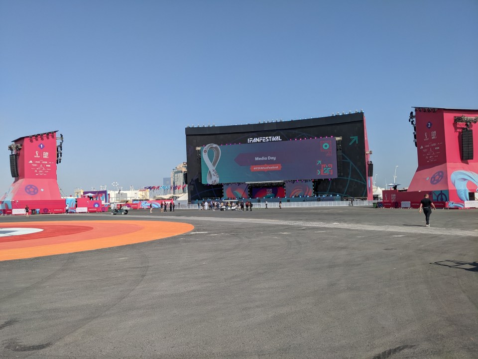 During the day the fan zone looks like a giant car park