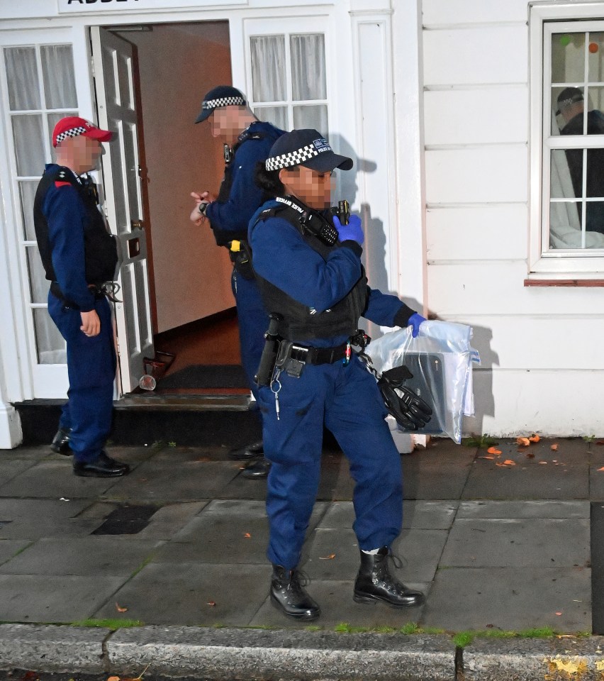 Bags of evidence, including a laptop, were removed from his home as officers smashed through Hallam's front door