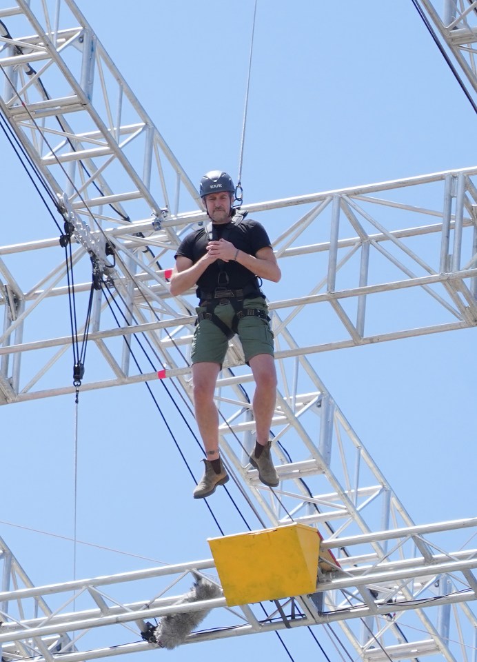 The crew were strapped in harnesses as they tried out the stomach-churning challenge