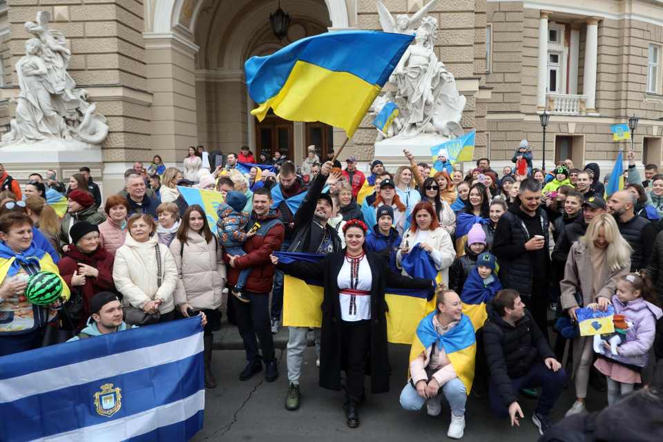 Kherson locals evacuated to Odessa celebrate the liberation of their home city