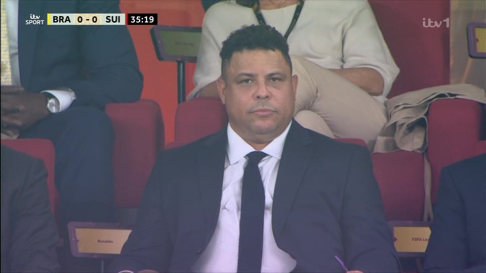 Brazil legend Ronaldo was seen in the stands during Brazil's clash with Switzerland