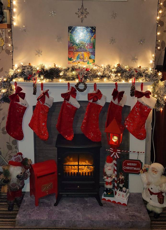 Louise Grimes shared two snaps of her very impressive homemade personalised Christmas stockings