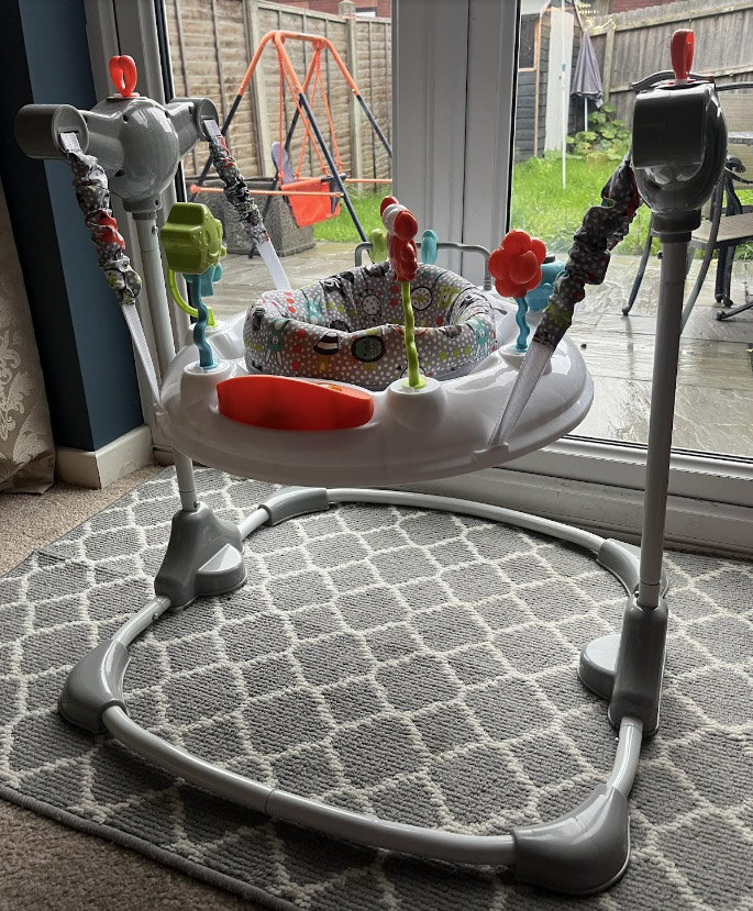 A baby bouncer she bought second hand for £10 when it retails for £80