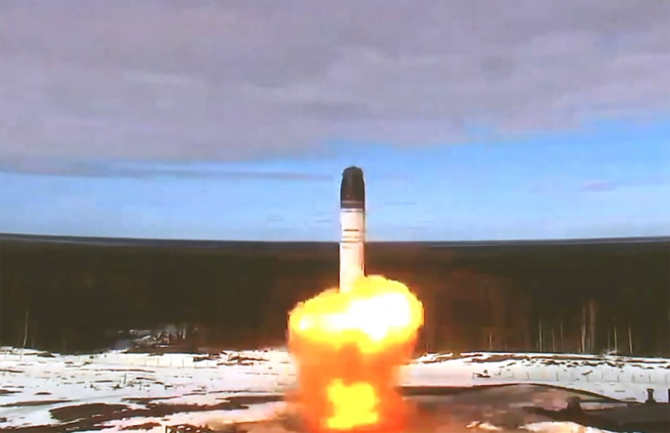 The Satan-2 hypersonic missile seen here during a successful test in April