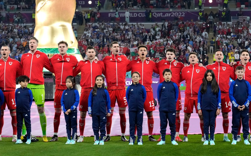 The players joined their supporters in singing the anthem