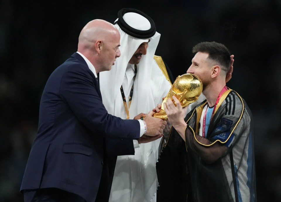 Infantino held on to the trophy for as long as possible