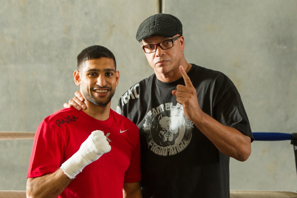 Amir Khan pictured with trainer Virgil Hunter in 2014