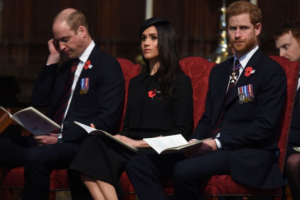 William, Meghan and Harry in 2018, before the Sussexes moved Stateside