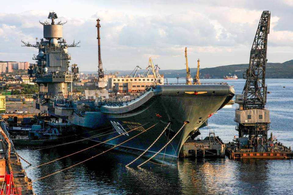 Russia's only aircraft carrier has burst into flames