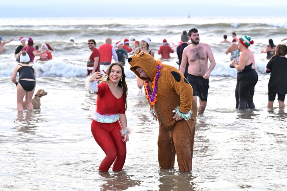 A number of swimmers were wearing fancy dress for Christmas