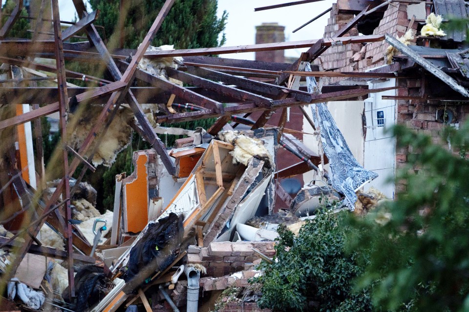 The home was left mangled by the blast