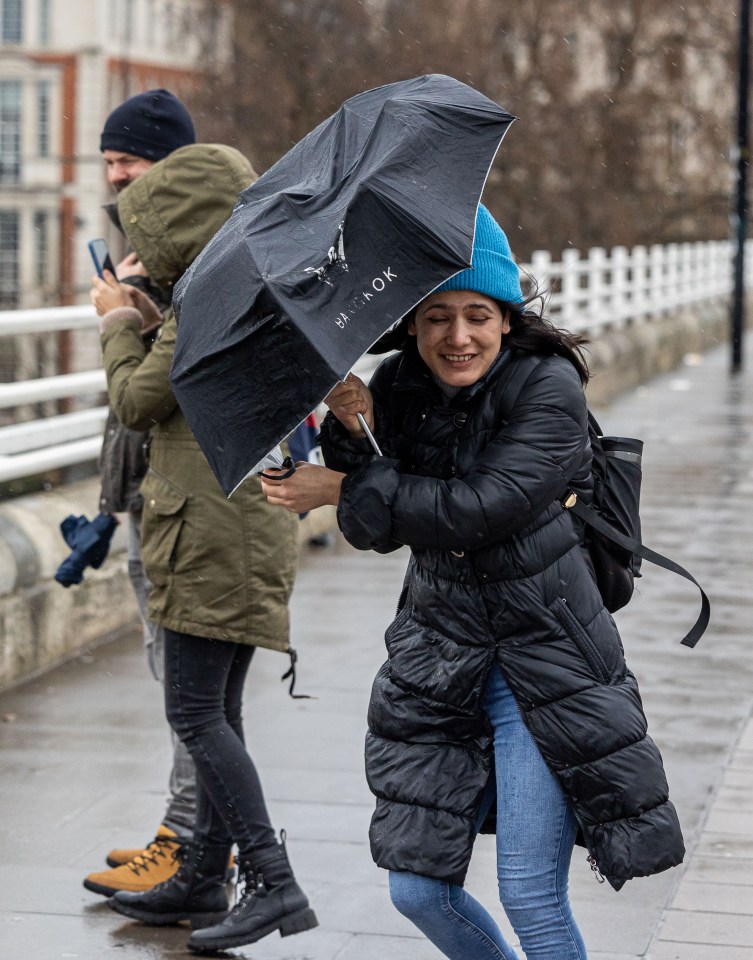 Gales of up to 25mph will also be felt by those in the south of England and Wales