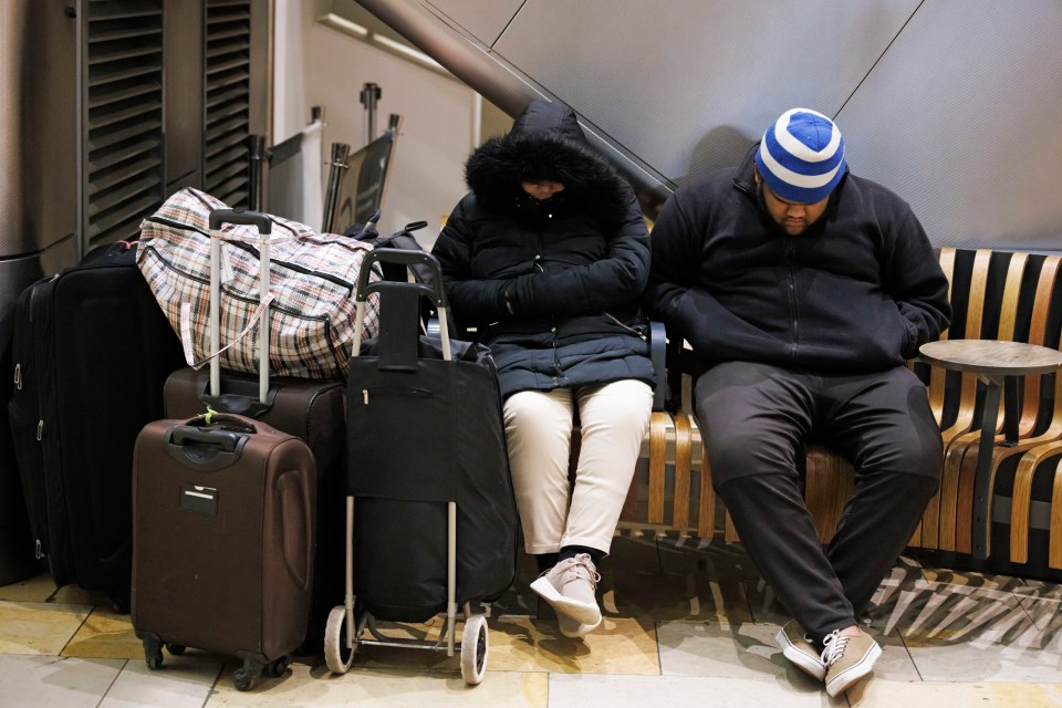 Stranded passengers at Paddington Station this morning