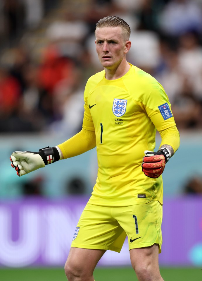 Jordan Pickford also had the curious stains on his kit