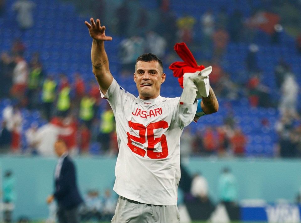 Granit Xhaka celebrated wearing a shirt with ‘Jashari 26’ on the back