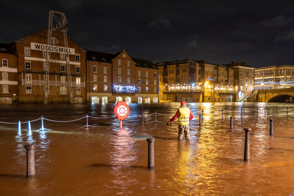 The river Ouse in York has broken its bank this morning