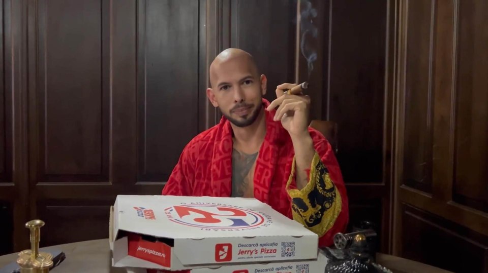 Tate was previously arrested after posting a video featuring Romanian pizza boxes