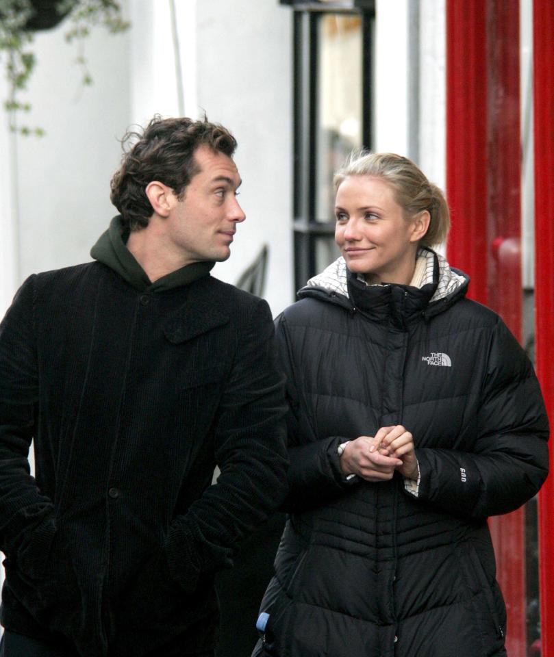 Jude Law and Cameron Diaz filming the romantic comedy in Surrey