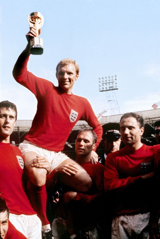 Captain Bobby Moore lifts the World Cup trophy at Wembley