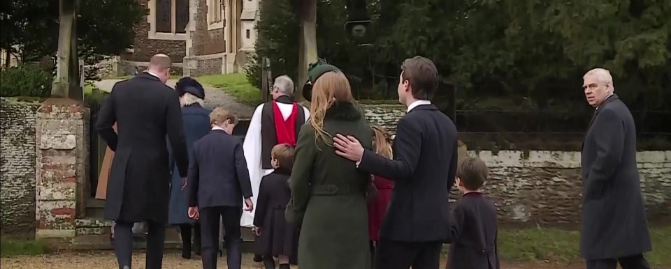 But, Prince Andrew was also captured walking into the church with other Royals - despite being thrown out of Buckingham Palace