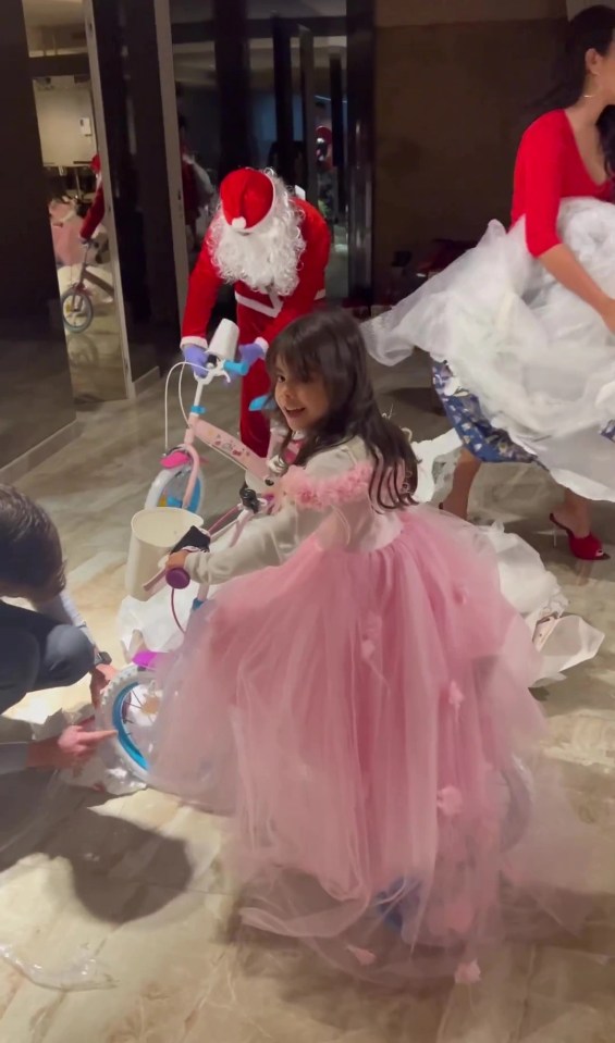 The girls got bikes as their Christmas presents