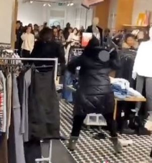 The fight took place at Pull & Bear on busy Oxford Street