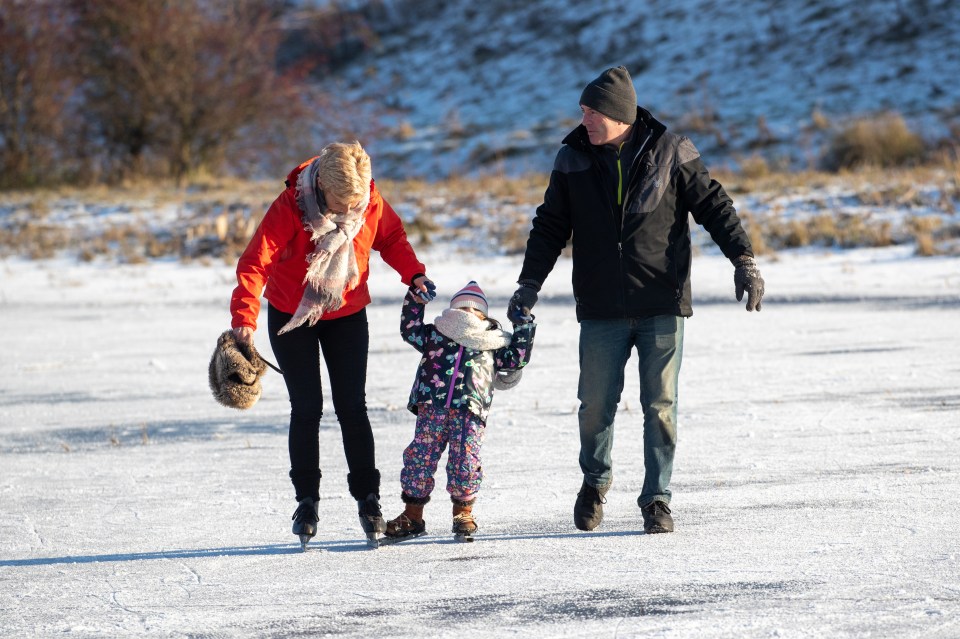 Skaters enjoyed the freeze in Welney, Norfolk