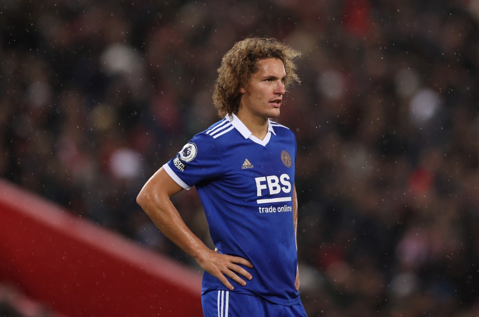 Leicester City's Wout Faes had a night to forget at Anfield