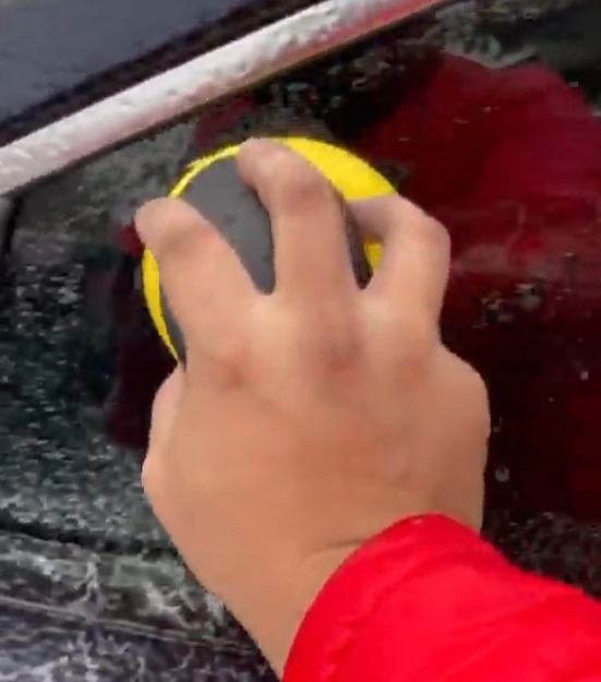 A man has shared a game-changing way to de-ice his windscreen