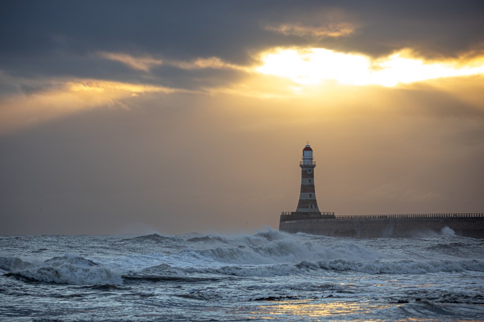 Freezing temperatures and wind created waves on Roker beach in Sunderland this morning