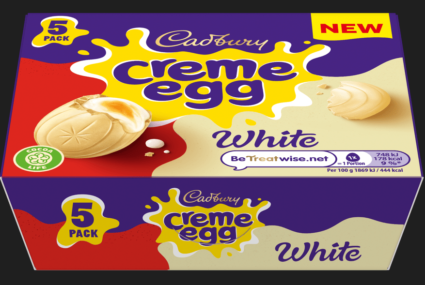 Cadbury's is selling five-packs of white chocolate creme eggs