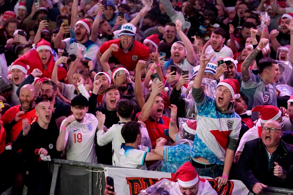 England fans celebrated Kane’s penalty goal