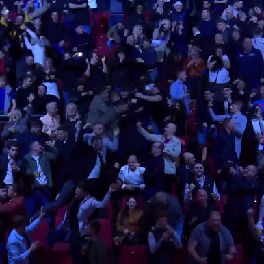 Fans went wild inside the First Direct Arena in Leeds after Harry Kane's equaliser